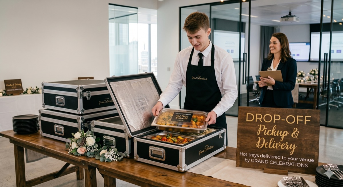 Halal drop-off catering with hot food trays delivered to your venue in Ajax and Durham Region
